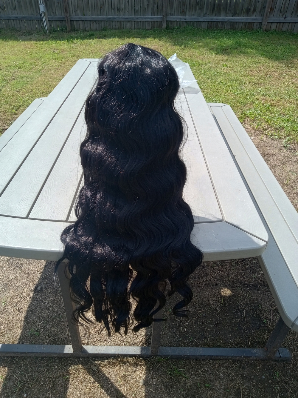 Black Wavy Long Women's Human Hair 32 Inch Wig
